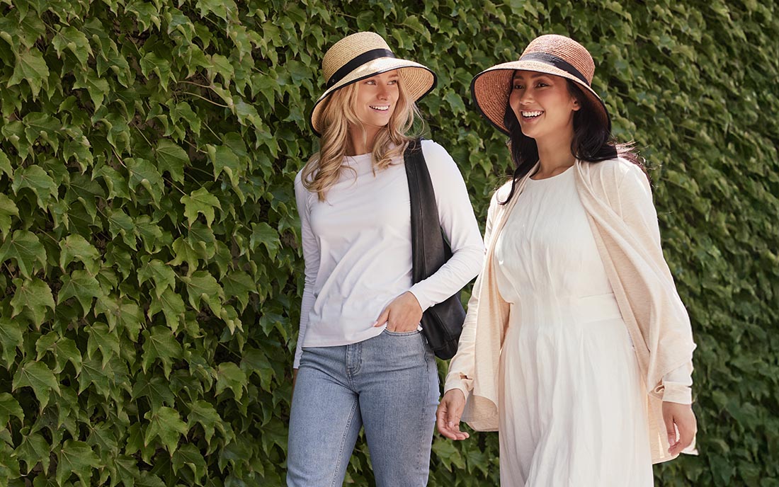 Women wearing Solbari UPF 50+ sun hats